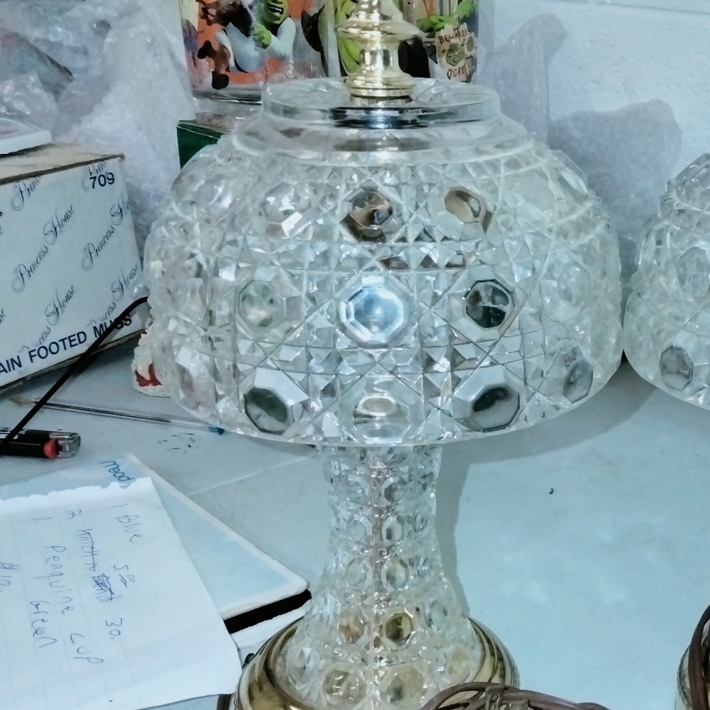 Elegant Crystal Table Lamps with Gold Accents